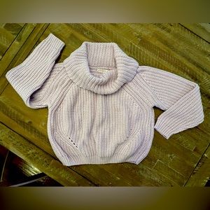 Lavender Cowl-neck Chunky-Knit Sweater, hits at Waist, Juniors S, Moon & Madison